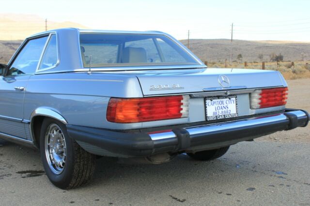 1983 mercedes benz 380sl convertible hard top silver blue metallic *cream puff*
