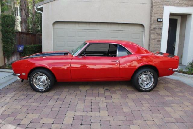 2-door hard top, red with black rally stripes, fresh paint, clean, runs great