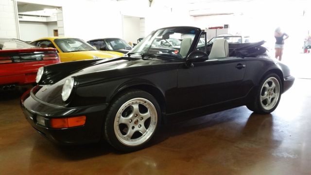 1992 porsche 964 cabriolet c4 5 speed, black on white, rust free arizona car