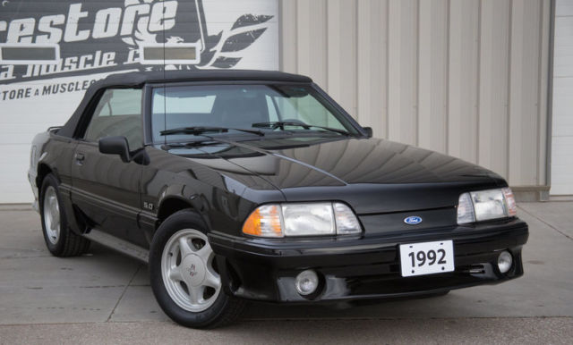 1992 ford mustang 1336 miles black convertible 5.0 liter 4 speed automatic