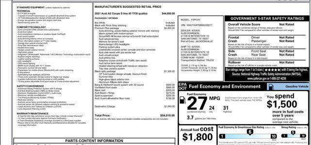 2021 audi a5 45 s line premium plus