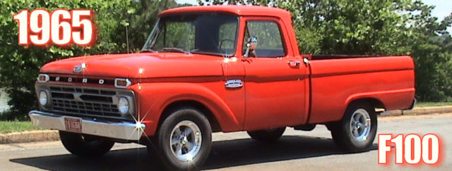 1965 ford f100 shortbed.. cherry red hybrid - 350 buick-400 trans-9" rear end