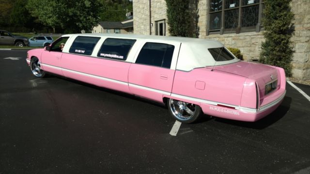1994 cadillac deville pink limousine 100" stretch