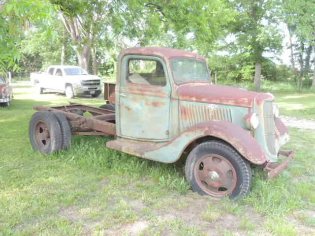 solid original 1935 ford 1 ton patina truck project nice grille clear ks title!!