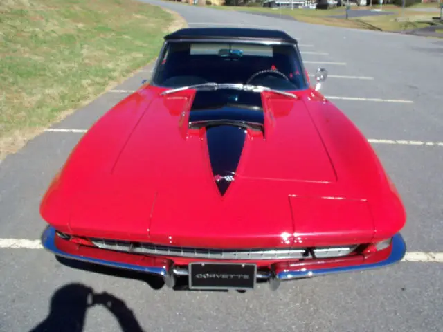 1967 corvette conv. 427-390 hp rally red, fully restored on exc, body and frame
