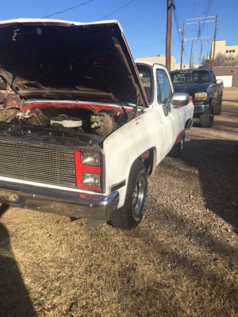 1984 chevrolet c10; project truck; white; short bed; ralley wheels