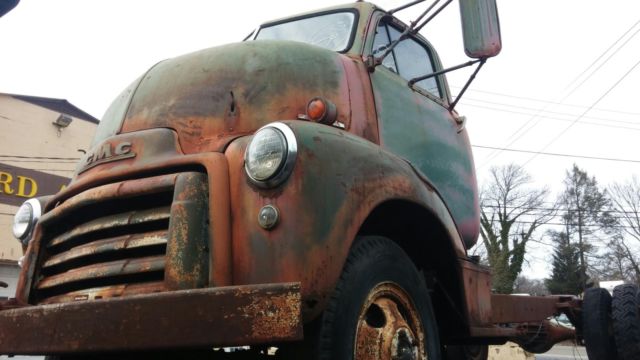 1951 gmc cab over engine complete cab and chassis with great patina. project