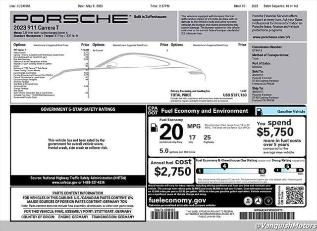 2023 porsche 911 carrera t