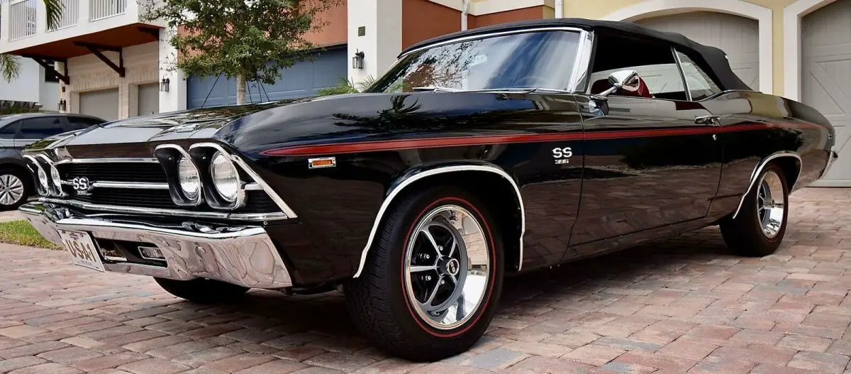 1969 chevrolet chevelle convertible 396/375 hp 4 speed tuxedo black