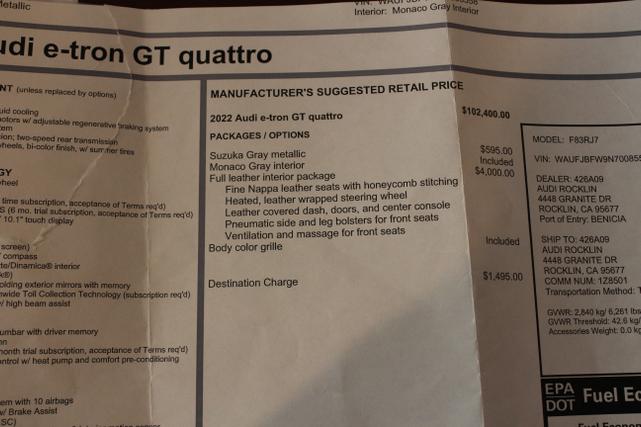 2022 audi e-tron gt premium plus