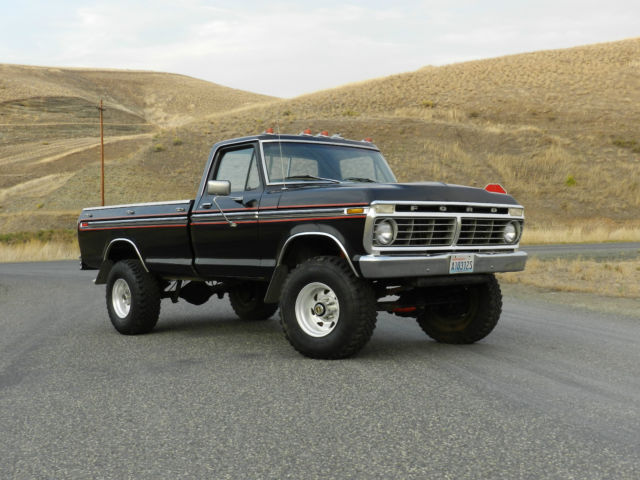1975 ford f-250 highboy 4x4 a must see 50+pictures 428v8 35" tires black classic
