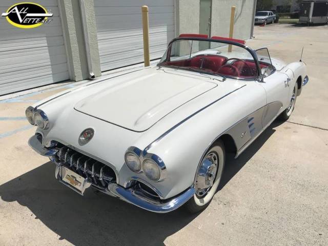 230 hp 4-speed older restored snowcrest white/red silver cove allvette /florida