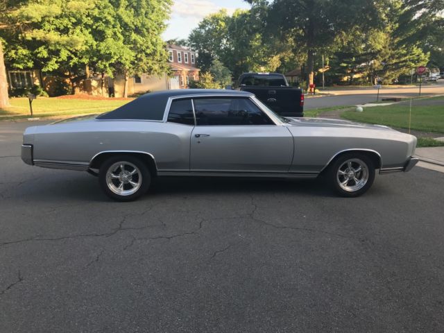 1970 chevy monte carlo silver 2 door automatic trans w/ dark blue interior