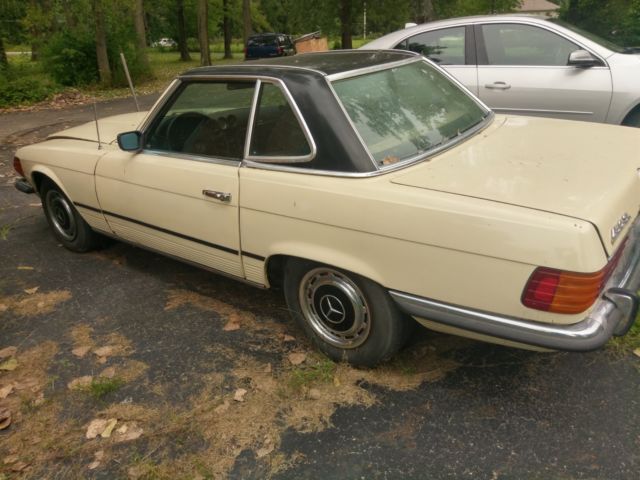 1973 mercedes 450 sl light ivory / black hardtop / black conv - garage find - nr