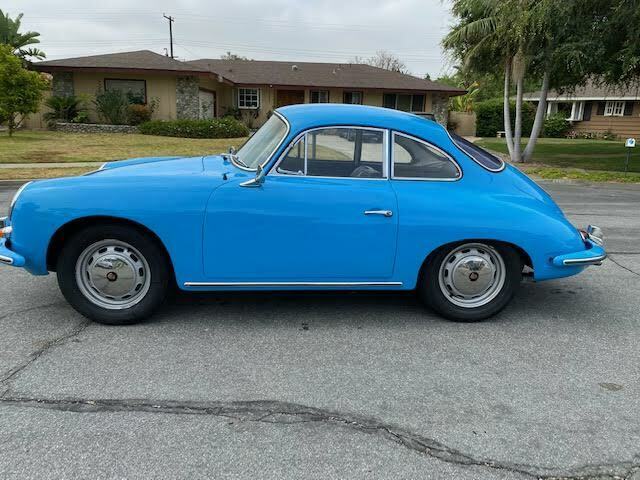 1964 porsche 356c sky blue, black plate california car