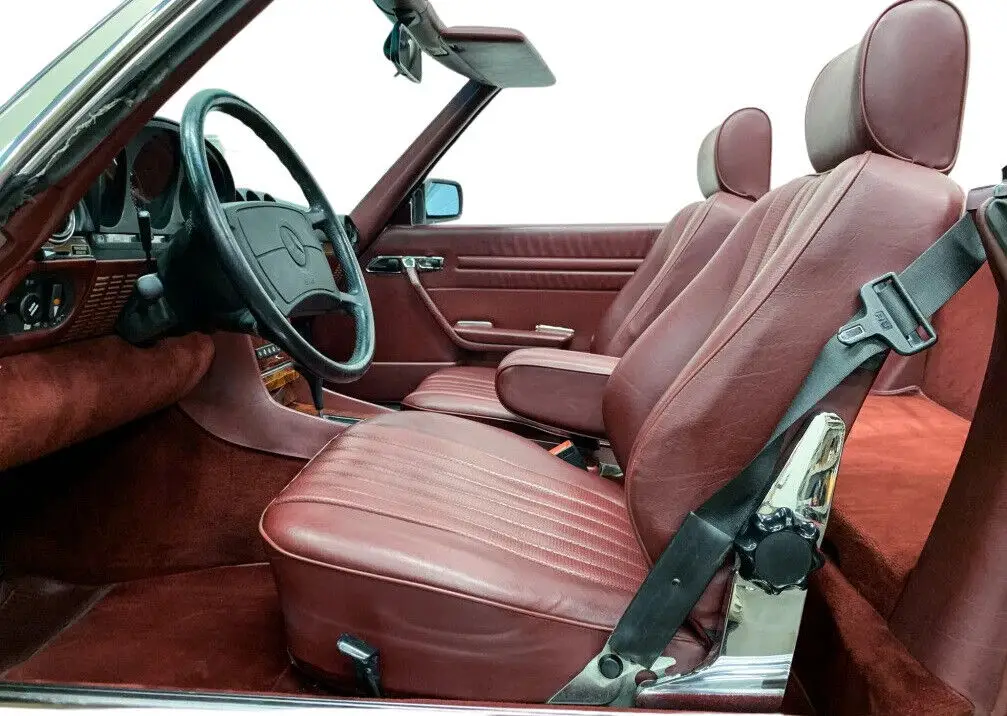no reserve quick sale 1987 mercedes-benz 560sl smoke silver/burgundy 2-tops