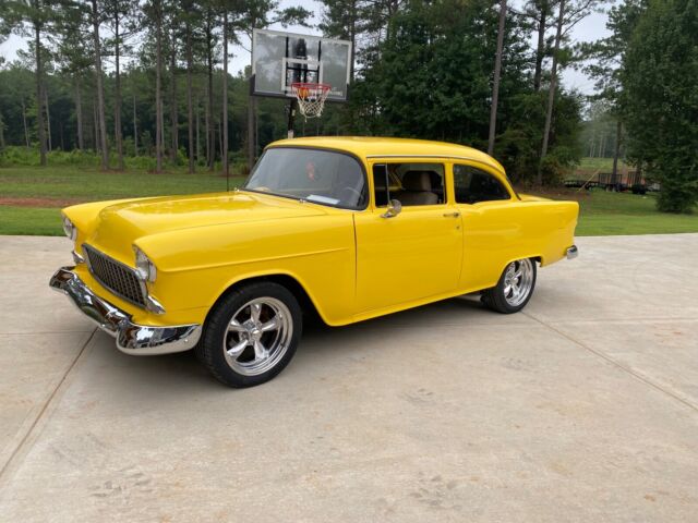 1955 chevrolet bel air sedan yellow rwd manual 210