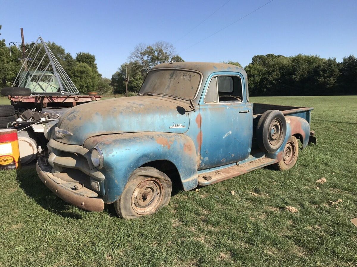 1954 chevrolet pickup blue rwd manual