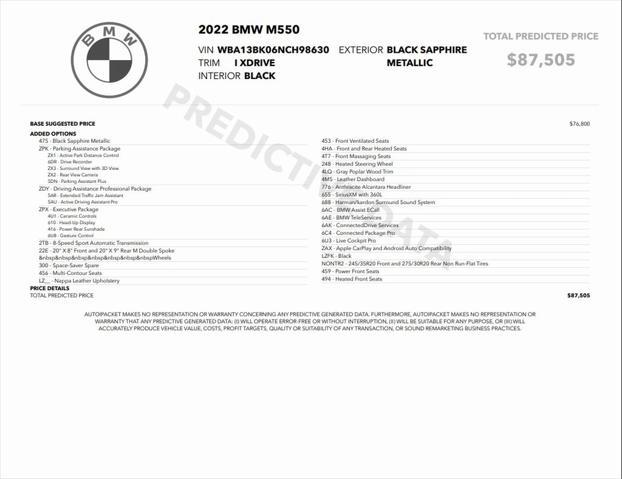 2022 bmw m550 i xdrive