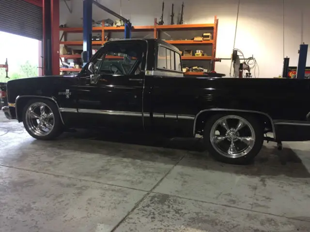 1985 chevrolet c10 silverado shortbed pickup black mcgaughtys 5/7 flip 20" wheel