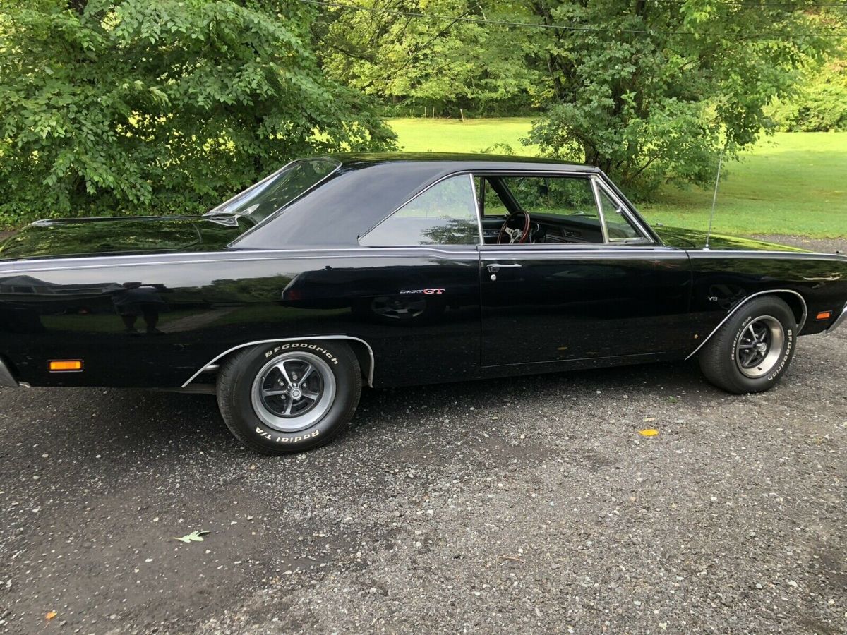 1969 dodge dart coupe black rwd automatic gt