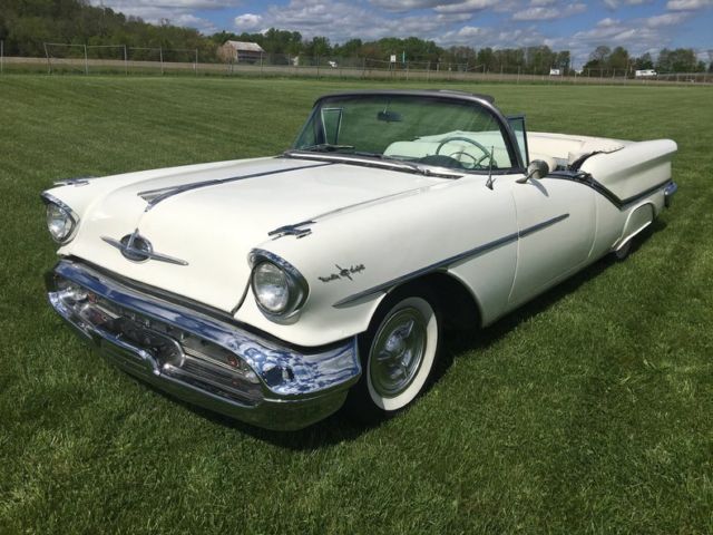 1957 oldsmobile 98 conv white, white with 71738 miles available now!