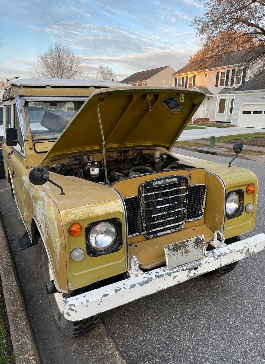 yellow 1974 land rover series 4 cylinder 4speed avail