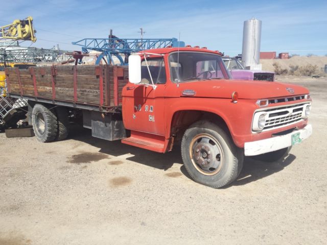 classic red 1966 ford f-600 flatbed, 330 cid, 4 speed