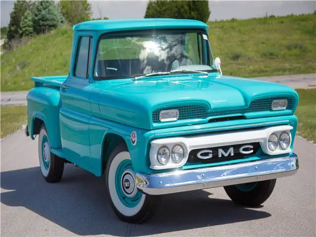 1960 gmc c10 1313 miles teal blue pickup truck 305ci v6 3 speed manual