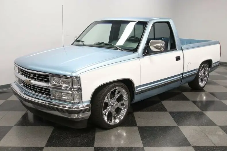classic vintage chrome lowered chevy fuel injection automatic 2 tone short bed