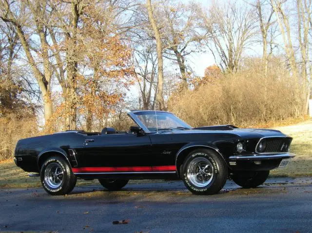 totally stunning 1969 ford mustang convertible raven black v/8 restored!