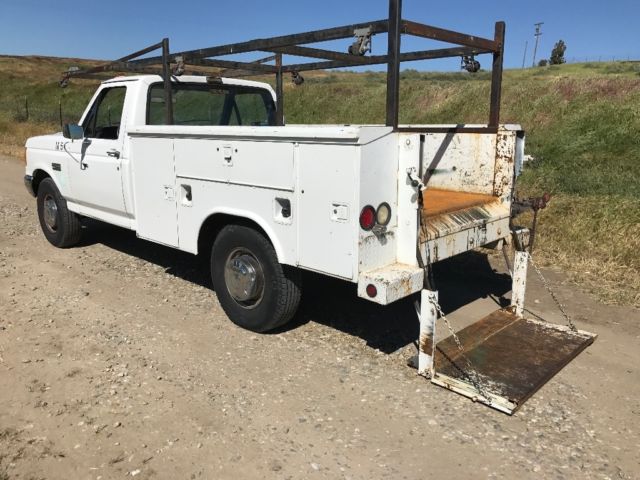 1990 ford f-350 utility service body 7.5l gas engine w/ tommy lift gate