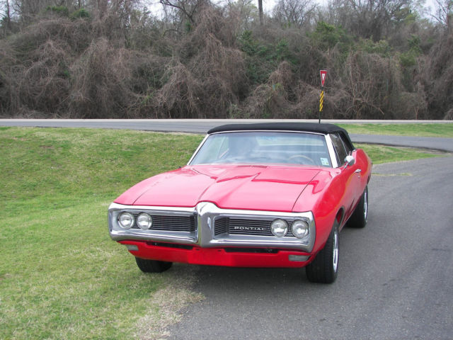 1968 pontiac lemans convertible - red w/ black top - very good condition