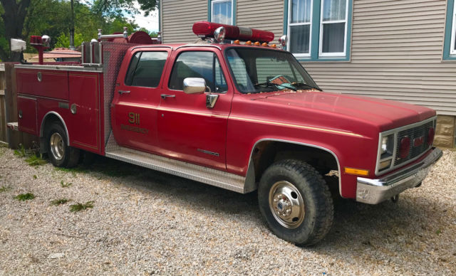 1990 gmc 3500 crew cab small pumper fire truck no rust great working condition