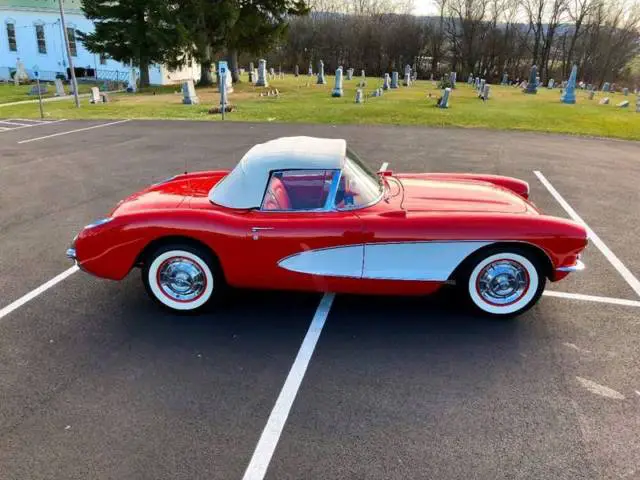 1956 corvette convertible *red/red*stunningcosmetics*283/230hp*3-spd*restored*