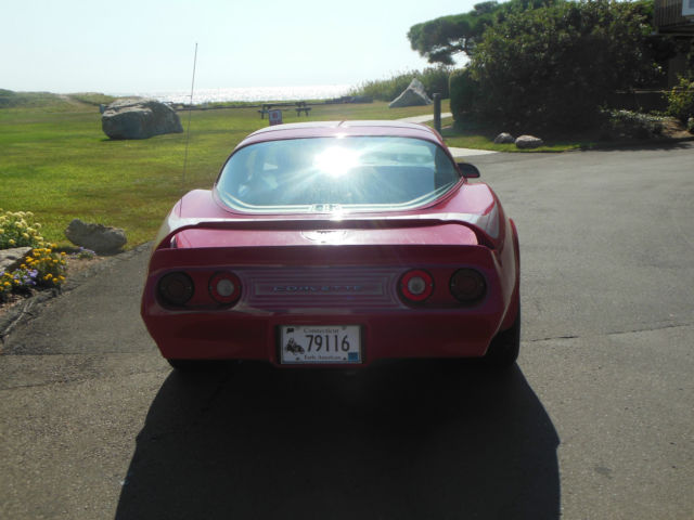 1980 chevrolet corvette l-82 350 v8 red with black interior t tops 30,500 miles