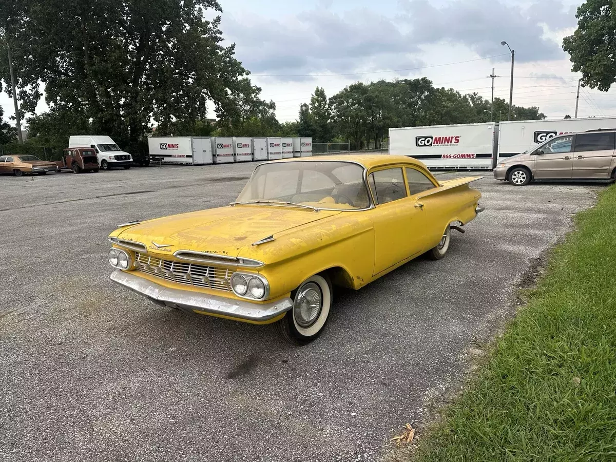 1959 chevrolet biscayne coupe yellow biscayne