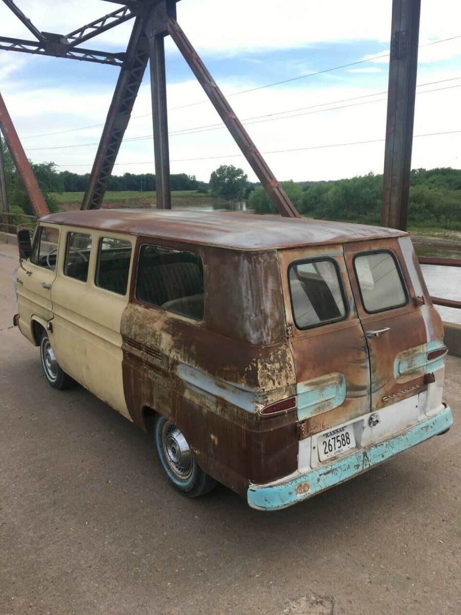 1964 corvair greenbrier wagon, minimal rust, cool van, cruise or camp, shaggy