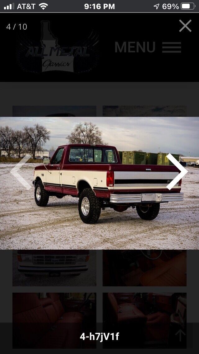 1990 ford f-250 pickup red 4wd automatic