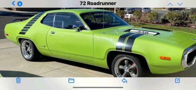 1972 plymouth road runner coupe green rwd automatic