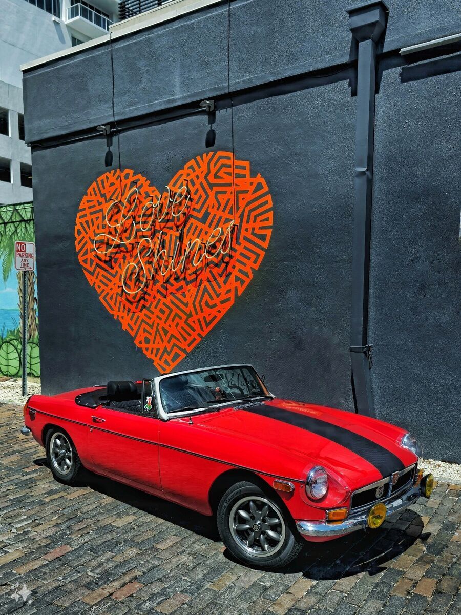1974 mg b red roadster