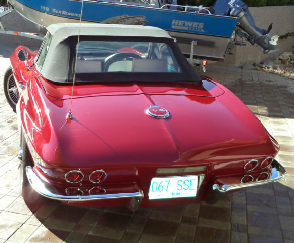 show condition mettalic red/marlboro maroon 1967 corvette convertable