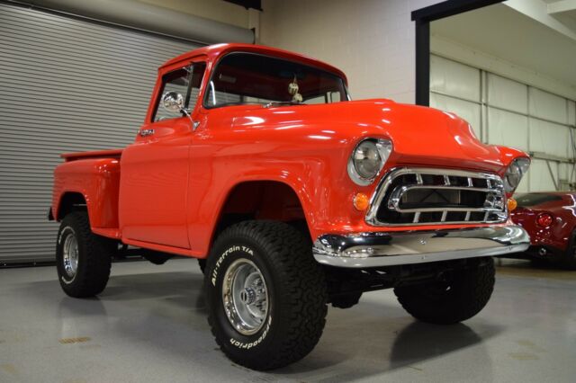 go big red ! 1957 big back window 3100 short box 4x4 stepside body off