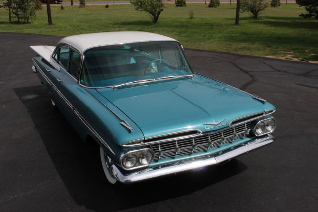 1959 chevrolet impala sedan, factory a/c, very original with low miles, 59 gm