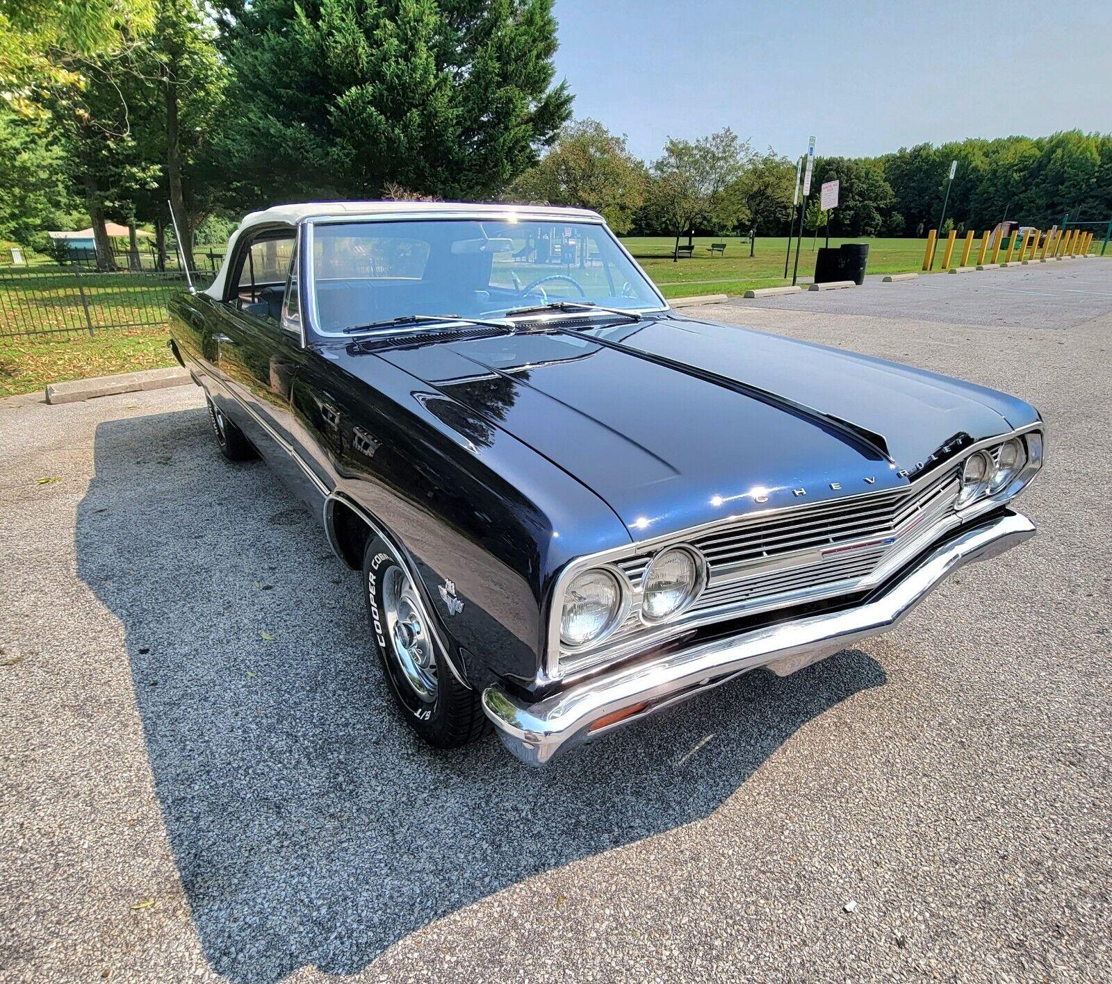 1965 chevrolet chevelle danube blue convertible top