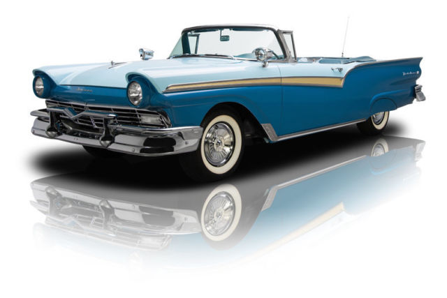1957 ford fairlane 500 312 miles blue convertible 312 v8 3 speed automatic