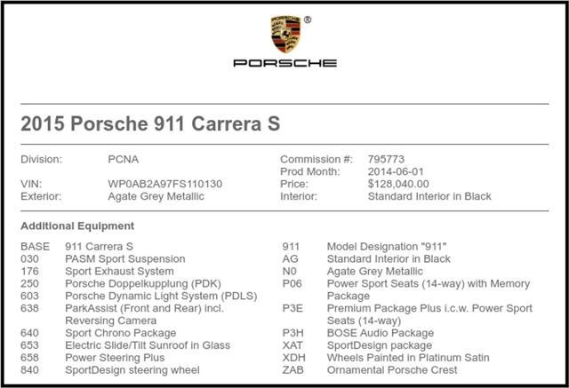 2015 porsche 911 carrera s