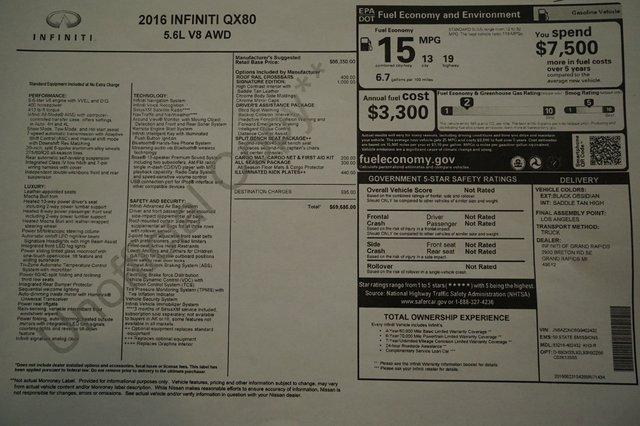 used 2016 infiniti qx80 4wd novi, mi 48375 for sale in novi, michigan