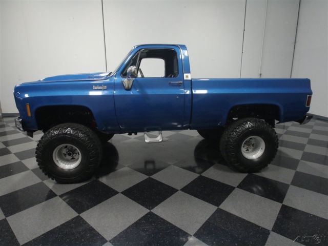 vintage custom classic k10 c10 4x4 4wd lifted 383 v8 stroker lifted black blue