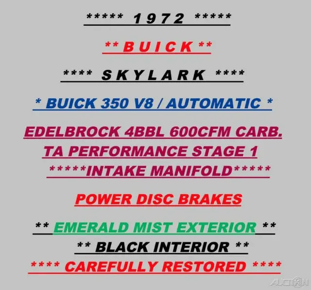 1972 buick skylark coupe 5.7l 350 v8 automatic